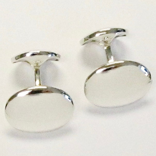 Plain, Silver Oval Dome Cufflinks
