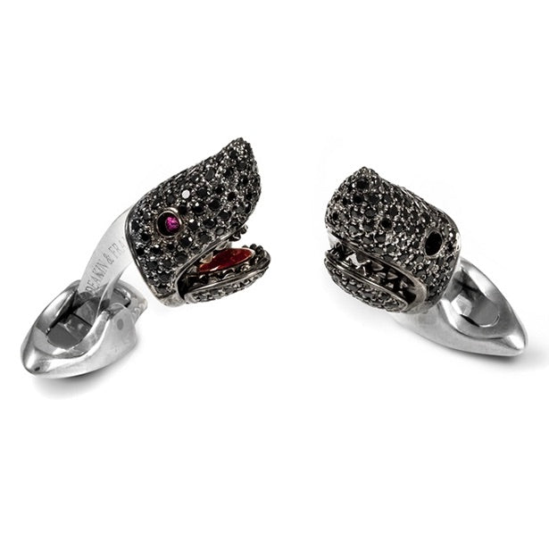 Sterling Silver Shark Head Model Cufflinks