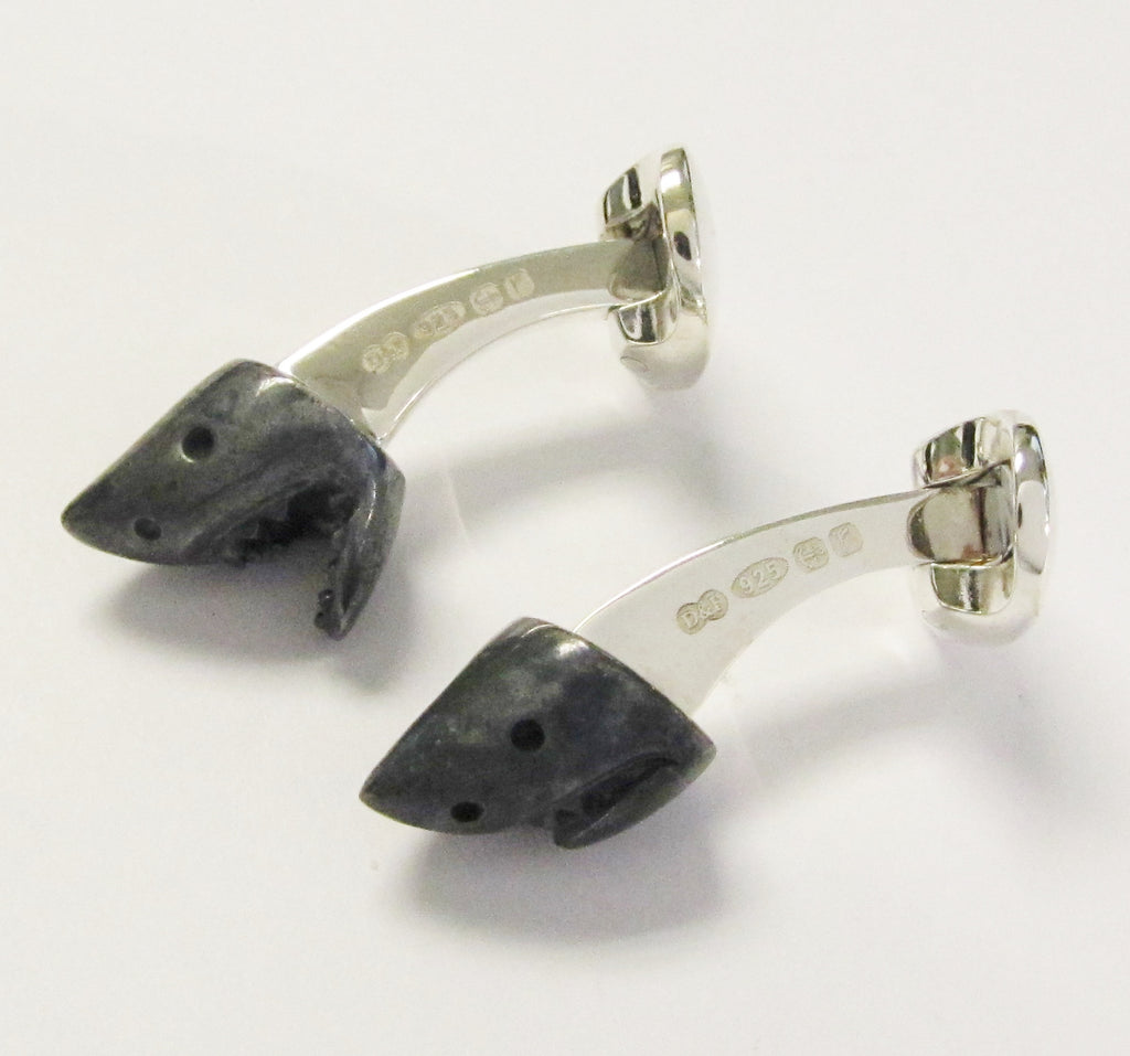 Sterling Silver Shark Head Model Cufflinks