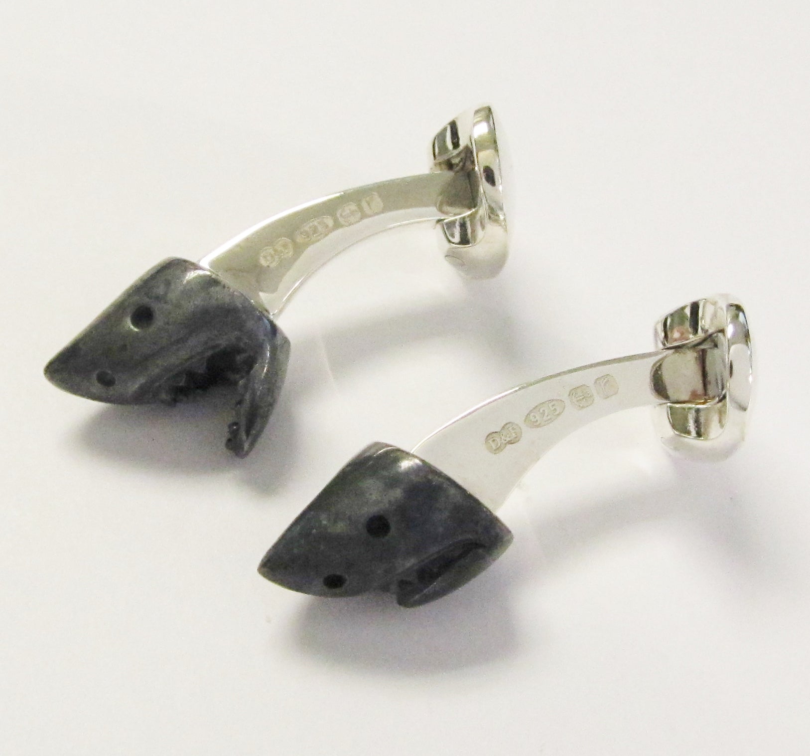 Sterling Silver Shark Head Model Cufflinks