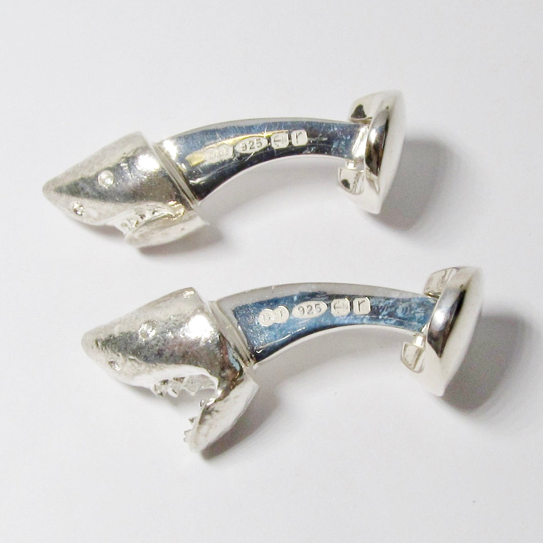 Sterling Silver Shark Head Model Cufflinks