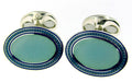 Aqua & Blue Sterling Silver & Enamel Cufflinks