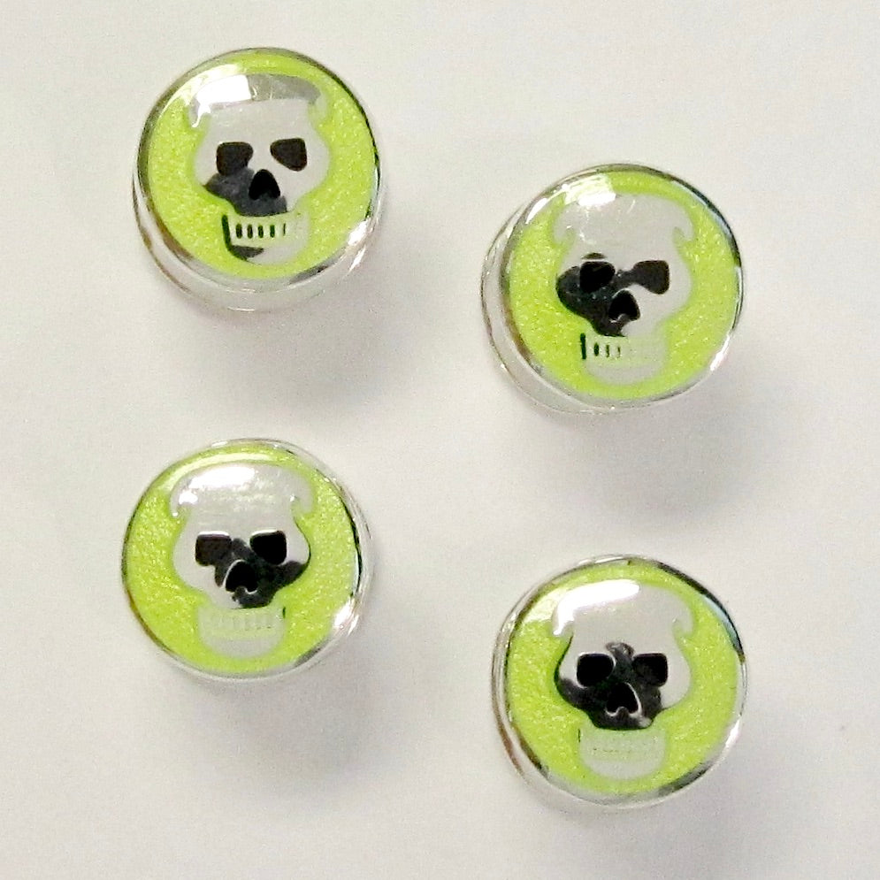 Sterling Silver & Enamel Skull Shirt Studs