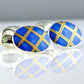 Blue &  Gold Sterling Silver + Enamel Cufflinks