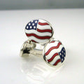 Sterling Silver Enamel USA Flag Cufflinks