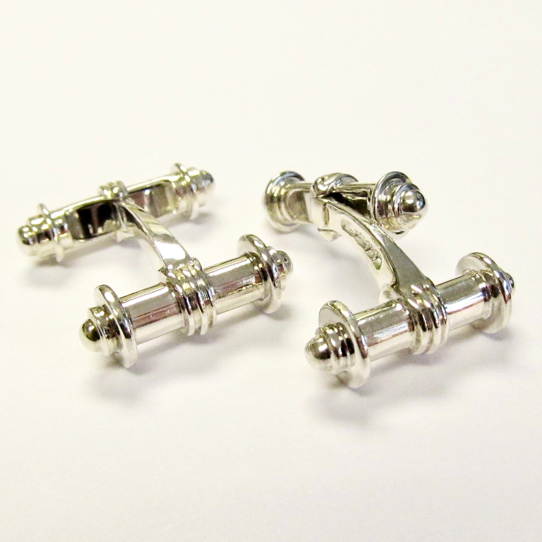 Sterling Silver Sprung Dumbell Cufflinks