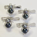 18k White Gold Black Pearl Spider Shirt Studs