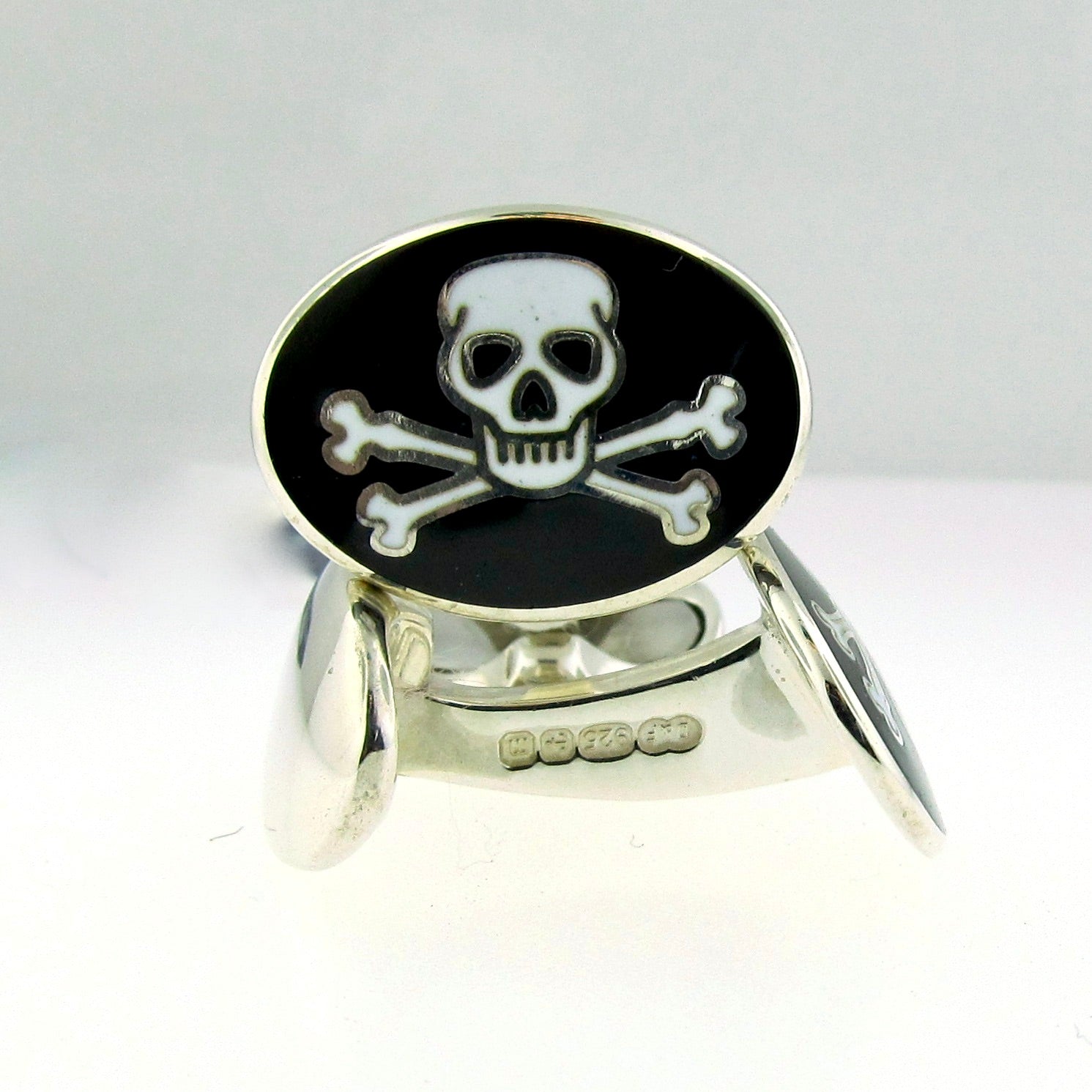 Sterling Silver & Enamel Pirate Cufflinks