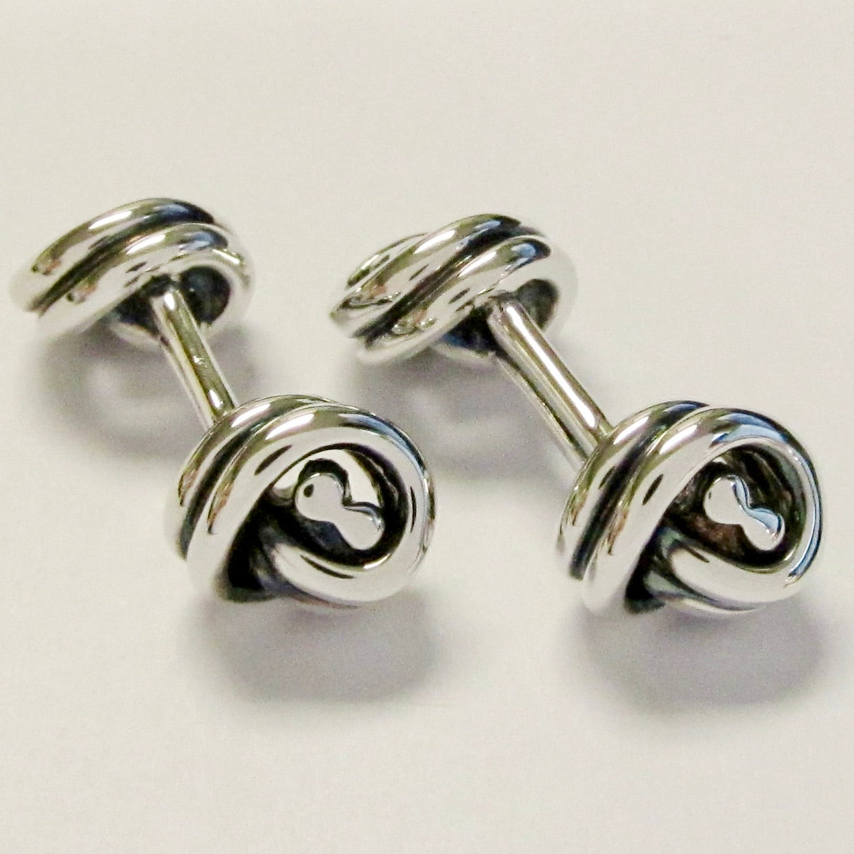 Solid Bar Knot Silver Cufflinks