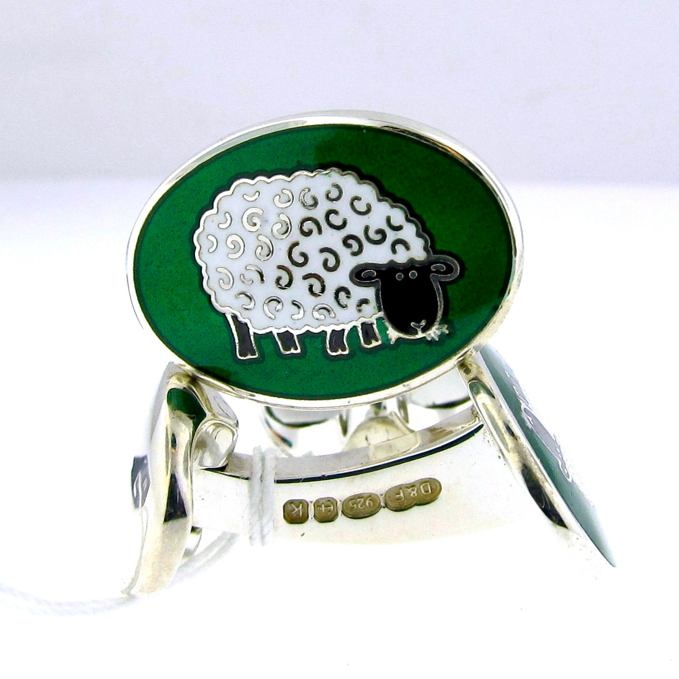 Sterling Silver & Enamel Sheep Cufflinks