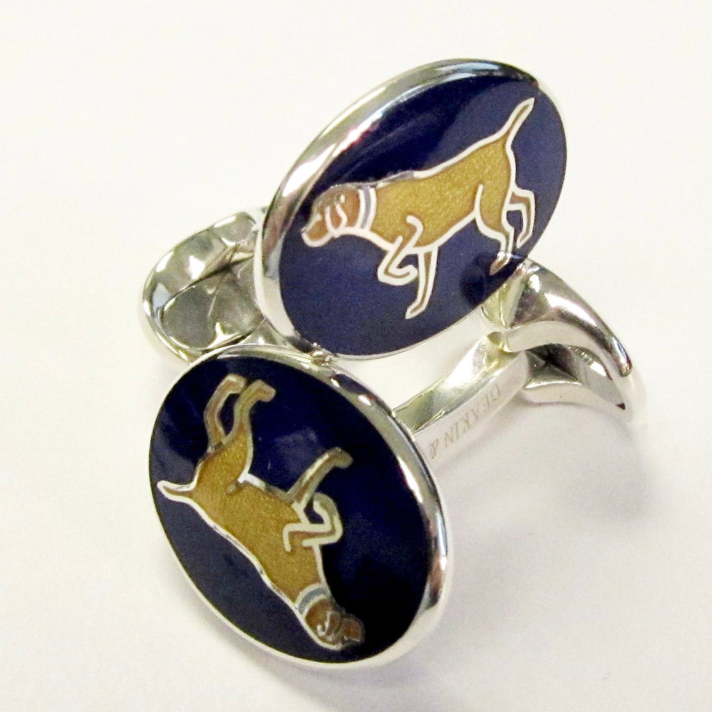 Sterling Silver & Enamel Dog Cufflinks