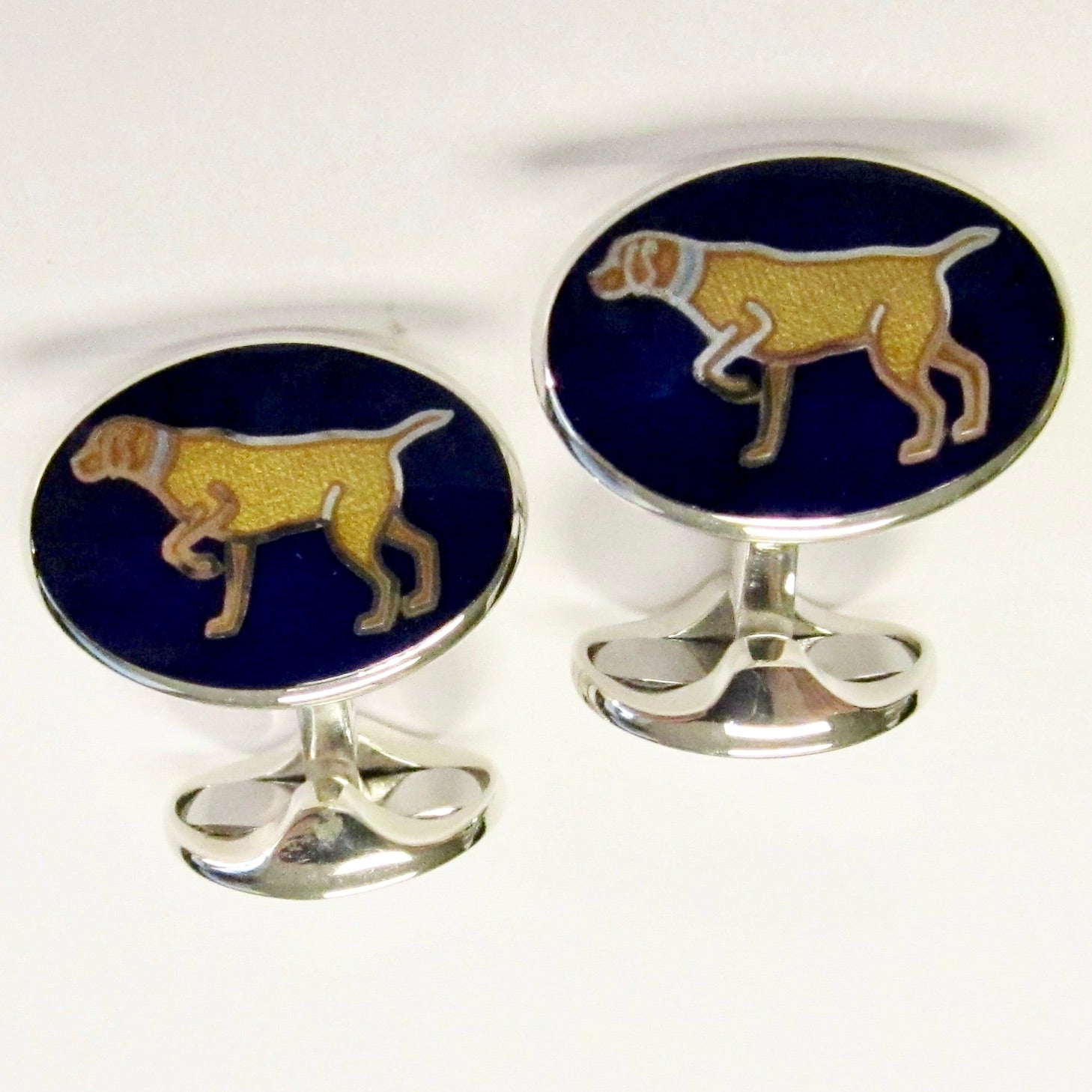 Sterling Silver & Enamel Dog Cufflinks