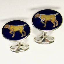 Load image into Gallery viewer, Sterling Silver &amp; Enamel Dog Cufflinks
