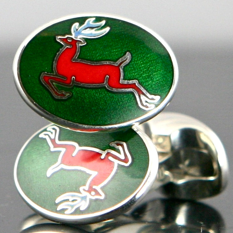 Sterling Silver Enamel Stag Cufflinks