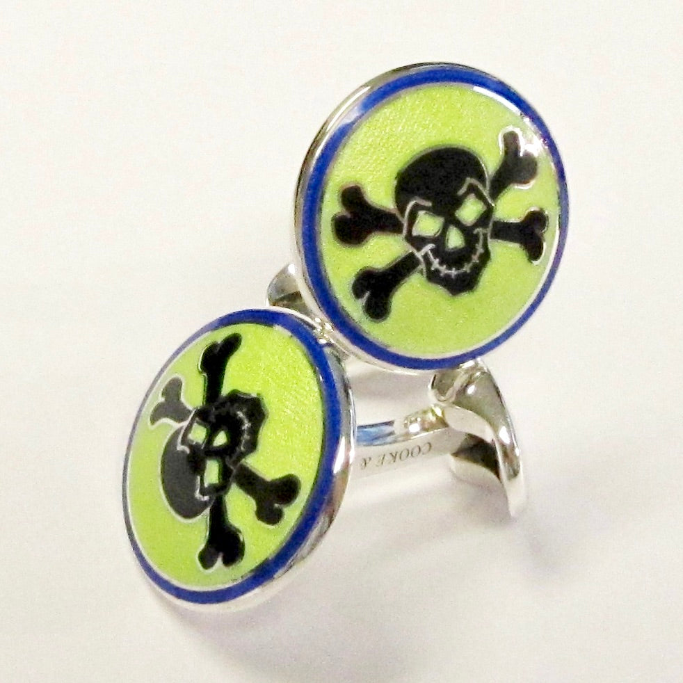 Sterling Silver Skull Enamel Cufflinks