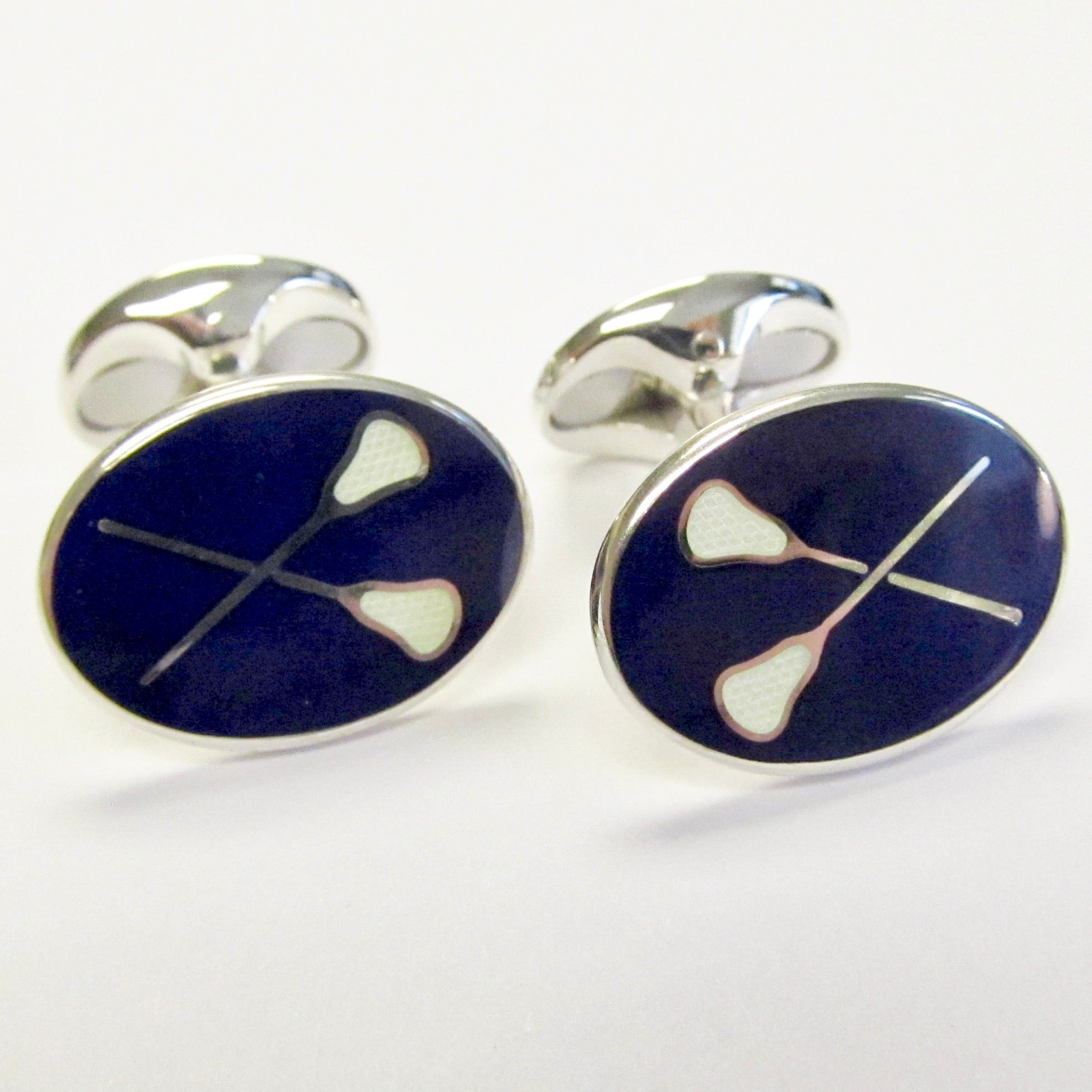 Lacrosse Stick Cufflinks, Navy Blue