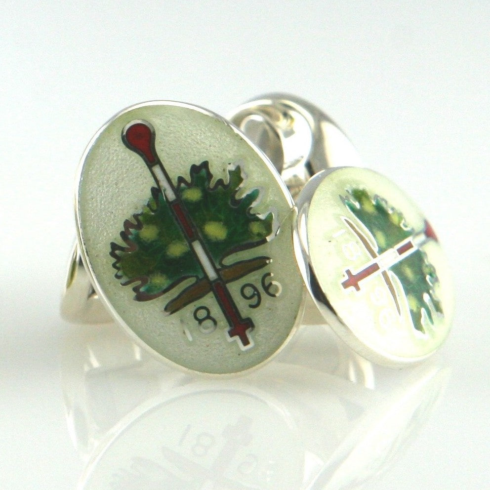 Merion Golf Club Clear Sterling Silver Enamel Cufflinks