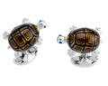 Brown Turtle Cufflinks Sterling Silver & Enamel