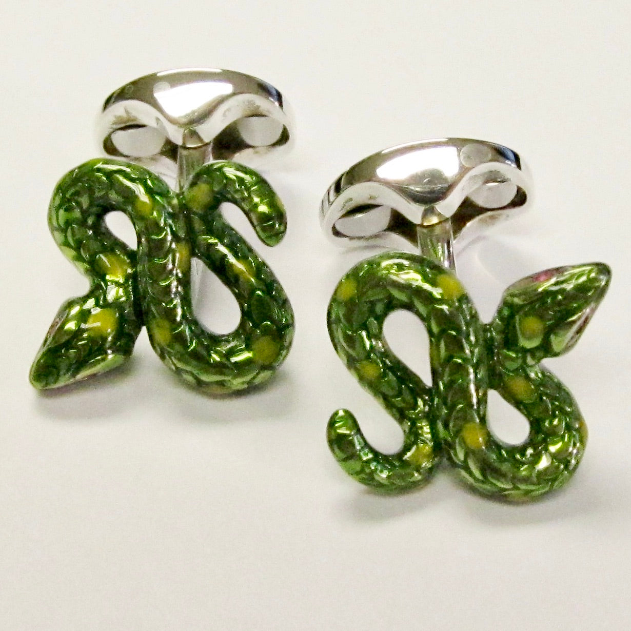 Snake Model Cufflinks, Enamel