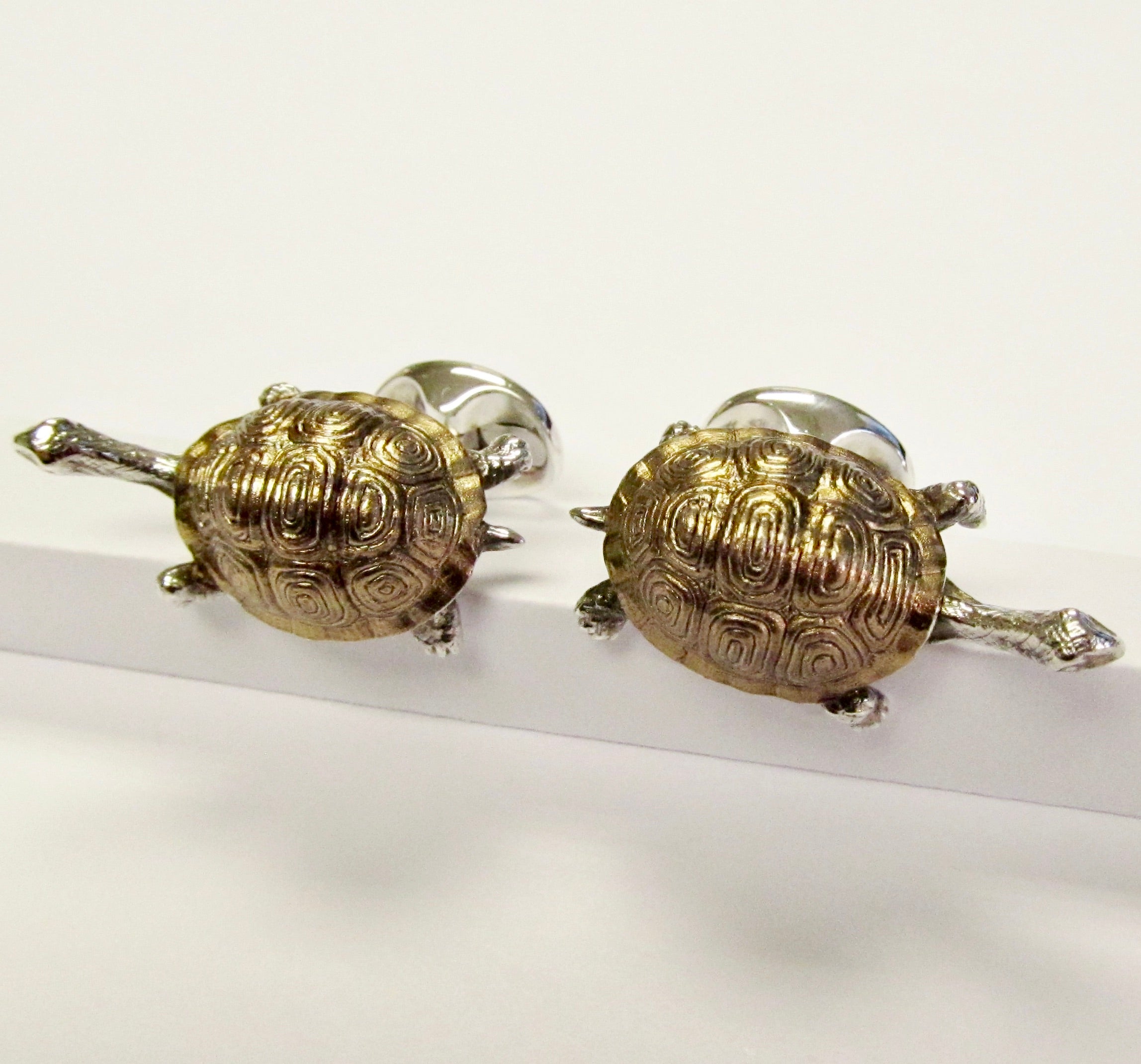 Sterling Silver Enamel Galapagos Tortoise Cufflinks