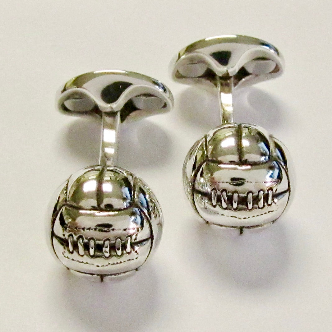 Sterling Silver Enamel Soccer Ball Cufflinks