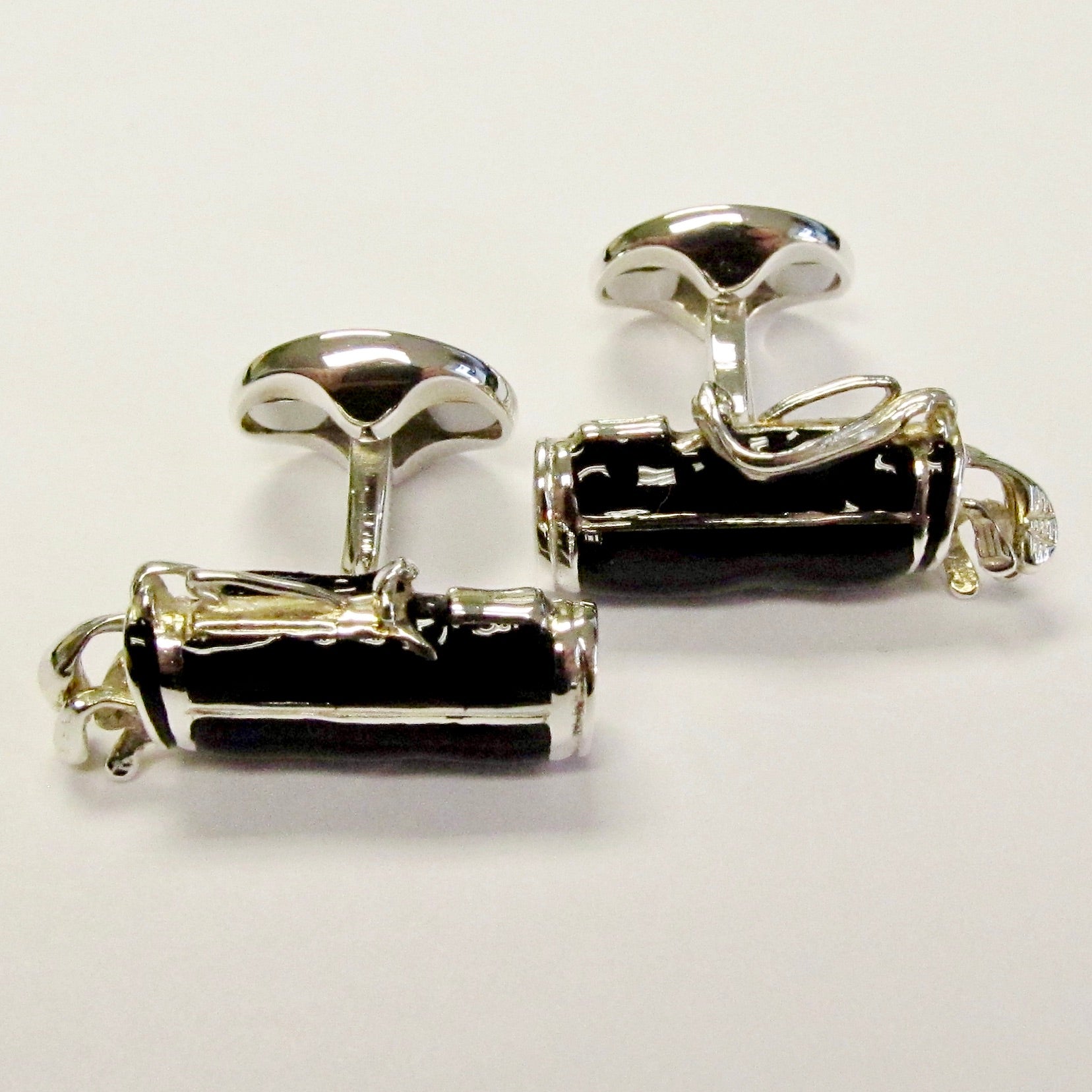 Sterling Silver/Enamel Golf Bag Model Cufflinks