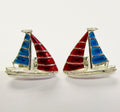 Sterling Silver/Enamel Sailboat Cufflink
