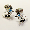 Silver Enamel Skier Model Cufflinks