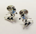 Sterling Silver/Enamel Skier Model Cufflinks
