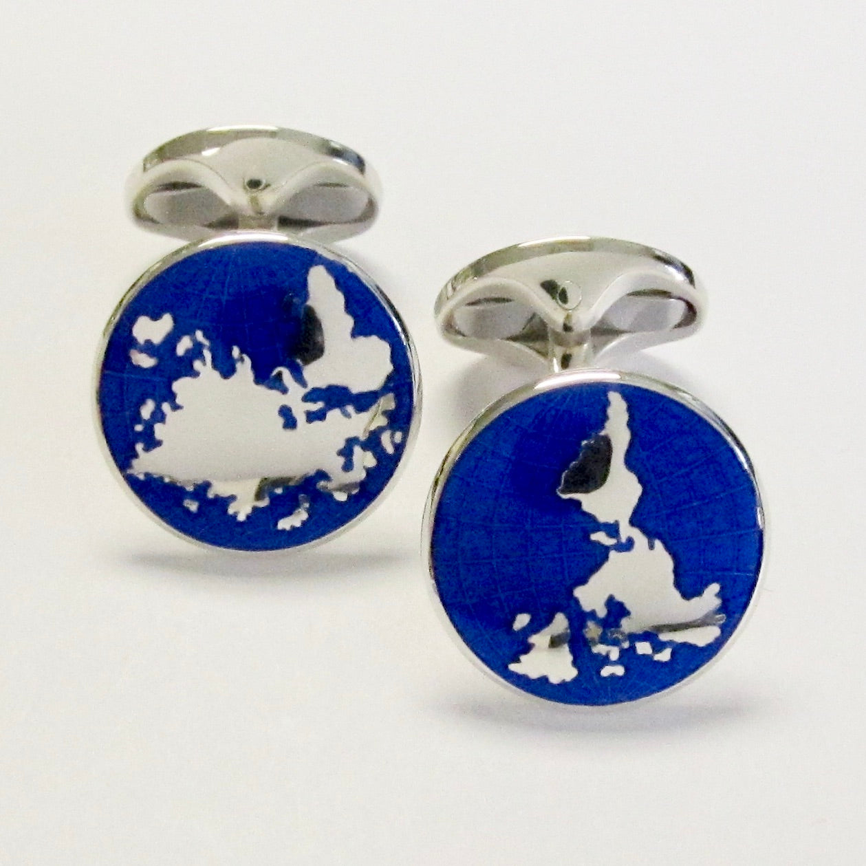 Globe Sterling Silver Enamel Cufflinks