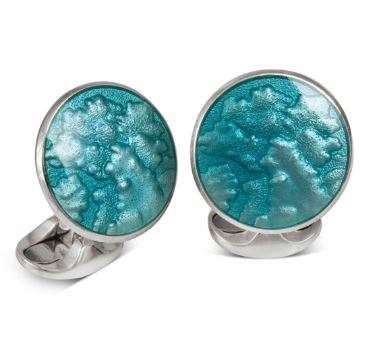 Sterling Silver + Enamel Round Cufflinks