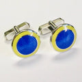 Yellow & Azure Sterling Silver Enamel Cufflinks