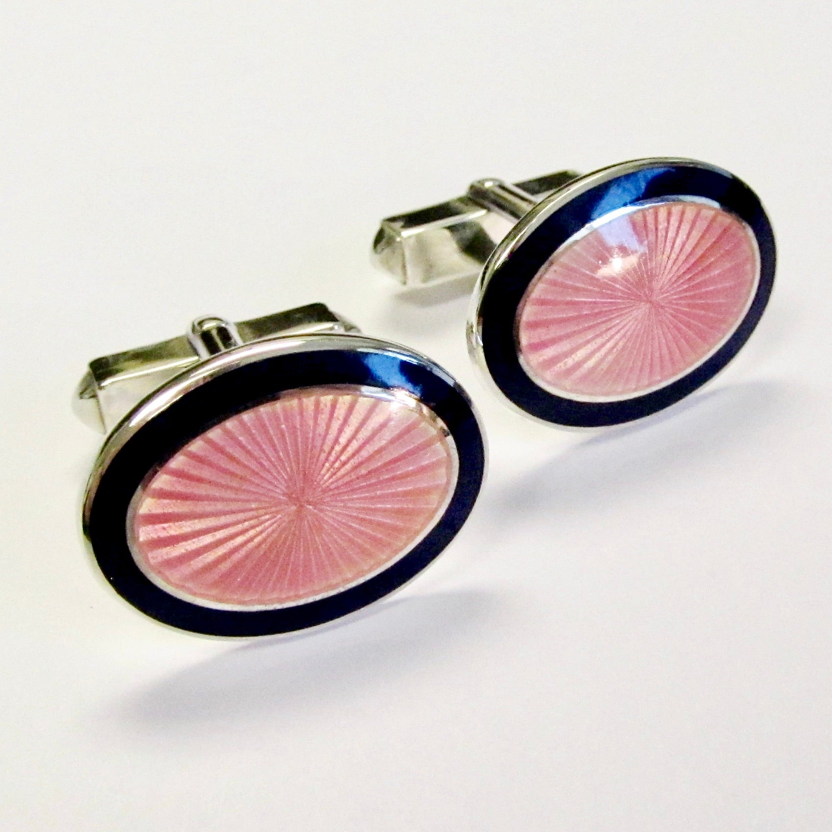 Pink Sterling Silver Enamel Cufflinks