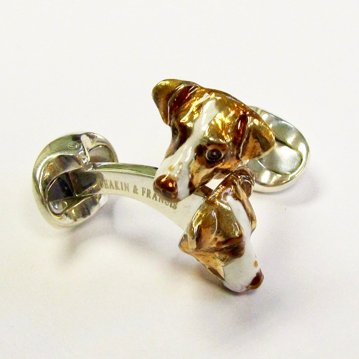 Dog Cufflinks Sterling Silver & Enamel