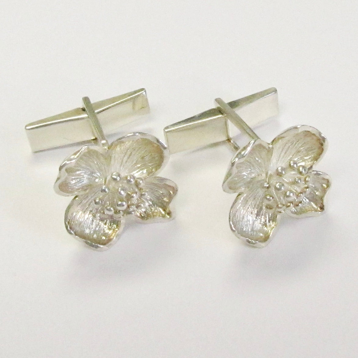 Sterling Silver Dogwood Flower Cufflinks