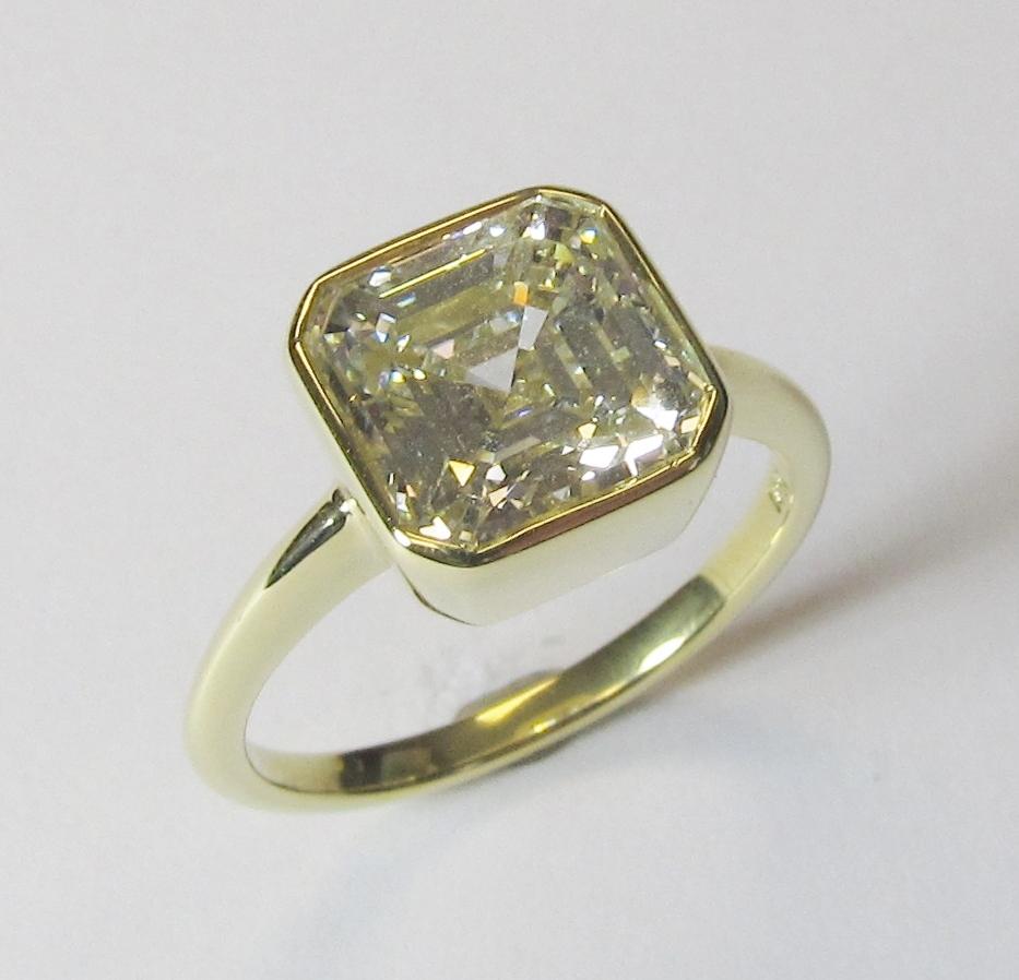 Asscher Cut Diamond Solitaire Engagement Ring