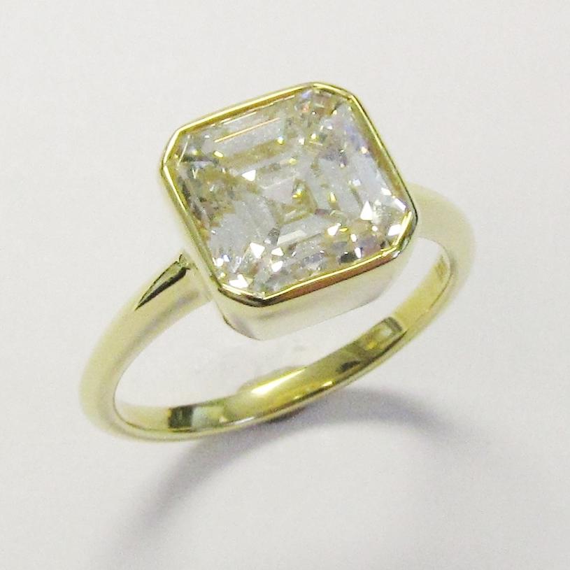 Asscher Cut Diamond Solitaire Engagement Ring