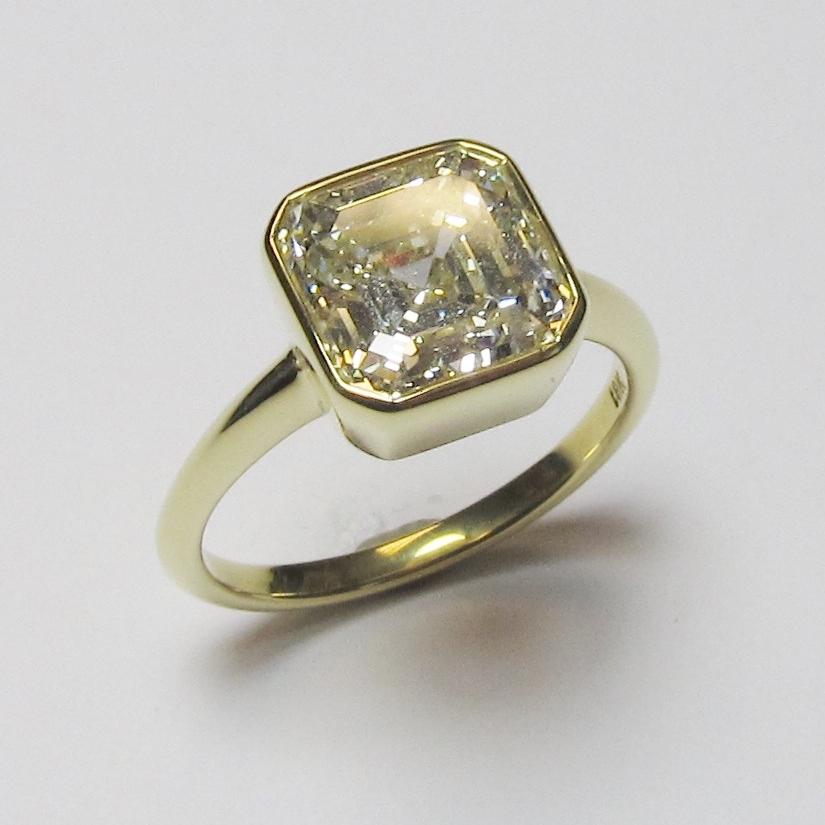 Asscher Cut Diamond Solitaire Engagement Ring