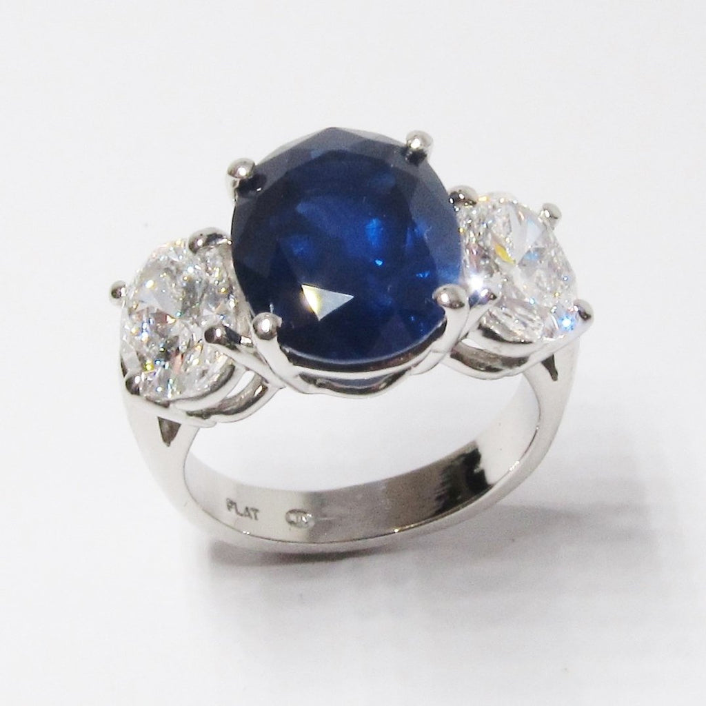Blue Sapphire + Diamond Ring