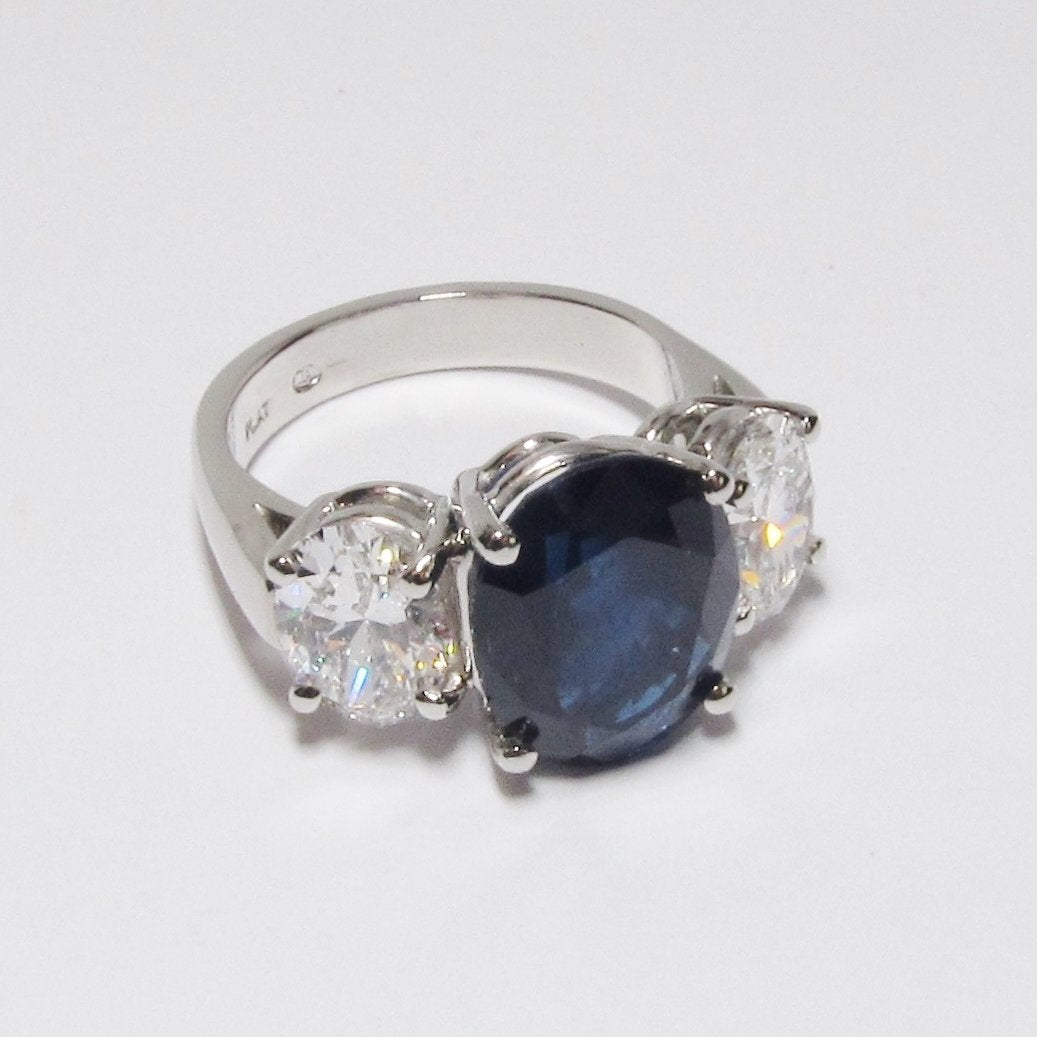 Blue Sapphire + Diamond Ring