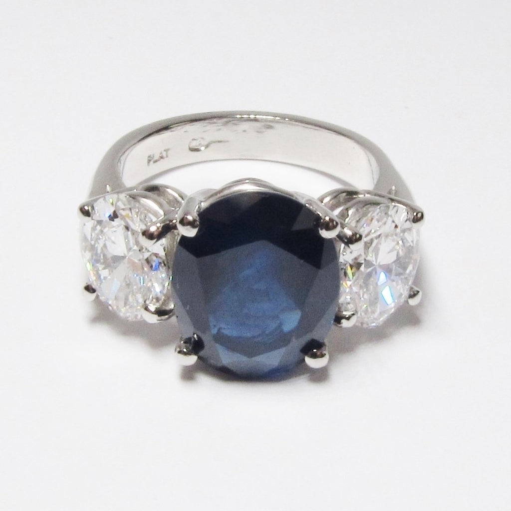 Blue Sapphire + Diamond Ring
