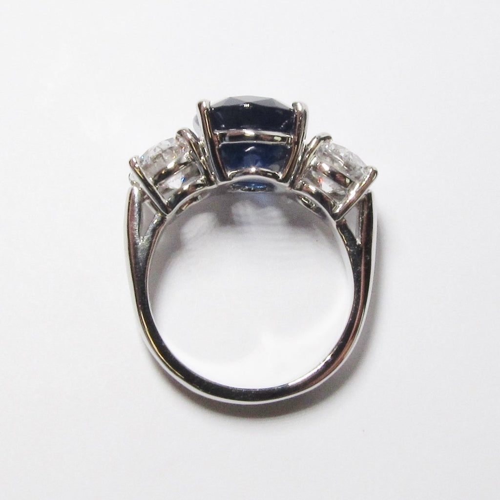 Blue Sapphire + Diamond Ring