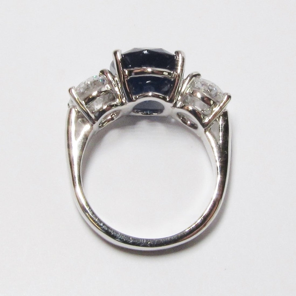 Blue Sapphire + Diamond Ring
