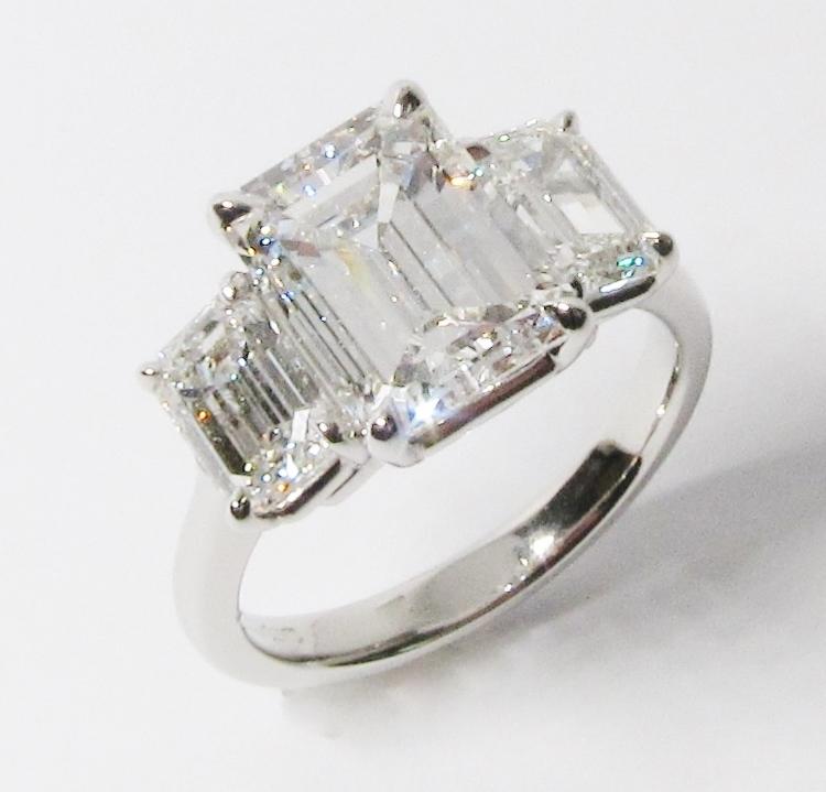 Emerald Cut Diamond 3-Stone Ring