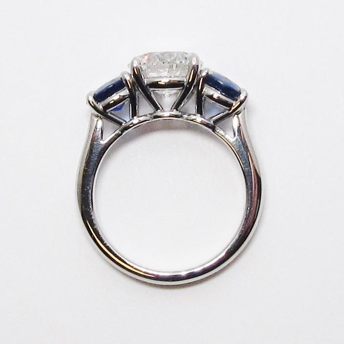 Diamond & Blue Sapphire 3 Stone Ring