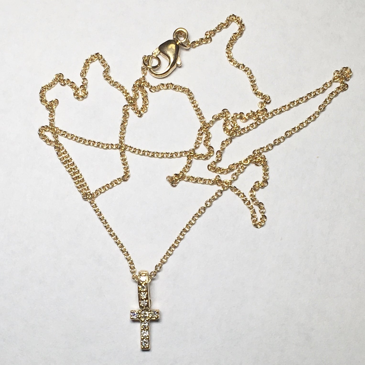 18k Yellow Gold Pave Diamond "T" on Chain