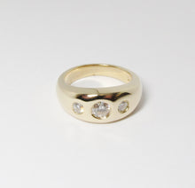 Load image into Gallery viewer, 14k Yellow Gold Gypsy Ring, 3 Round Diamonds
