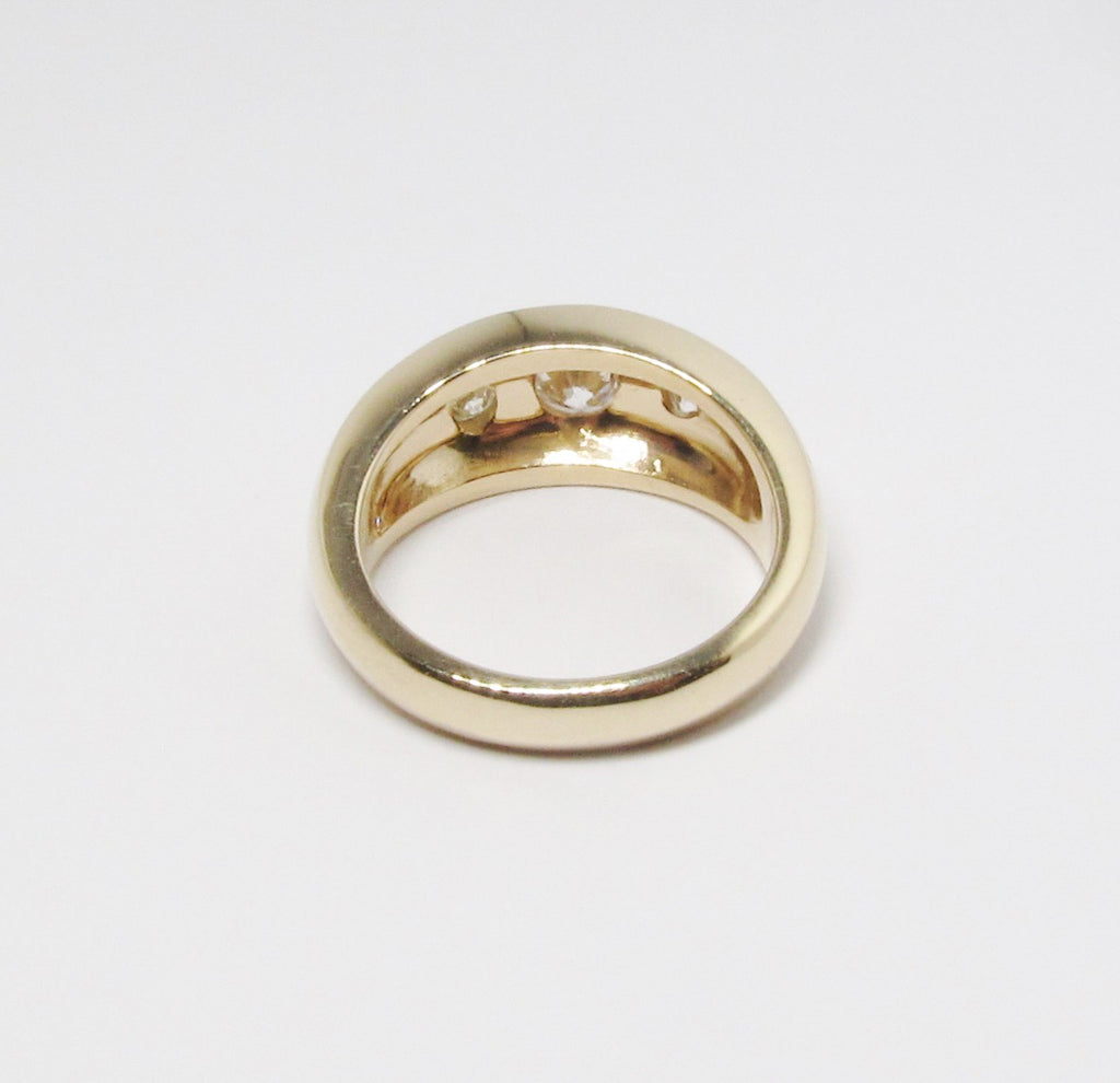 14k Yellow Gold Gypsy Ring, 3 Round Diamonds