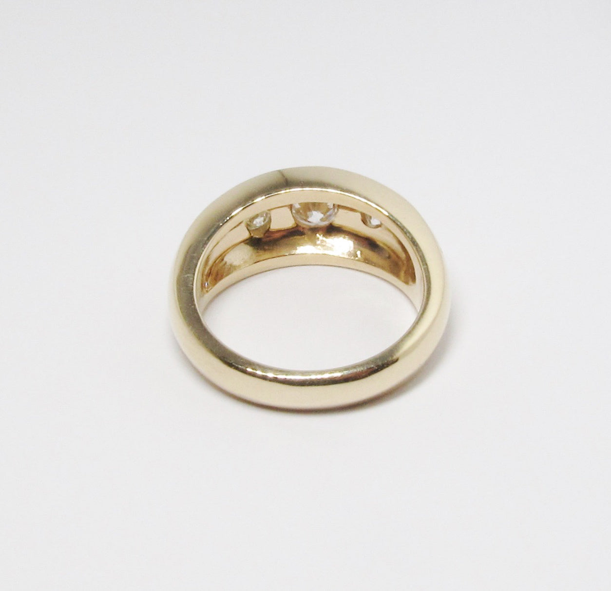 14k Yellow Gold Gypsy Ring, 3 Round Diamonds