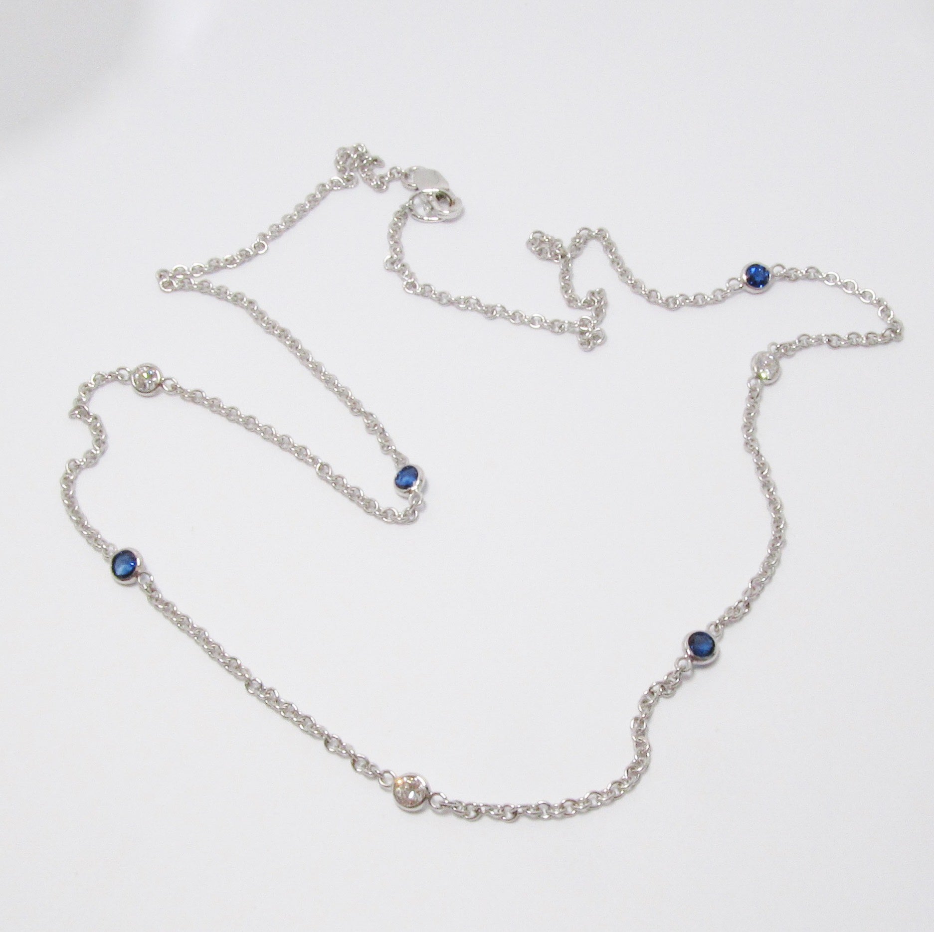 White Gold Diamond & Sapphire Necklace